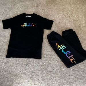 OFF WHITE RAINBOW SWEATS SET SIZE SMALL